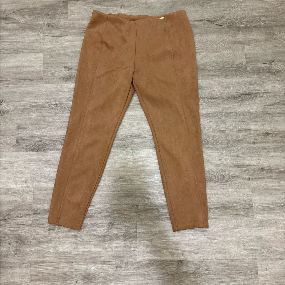 T Tahari Brown Suede Skinny Pant